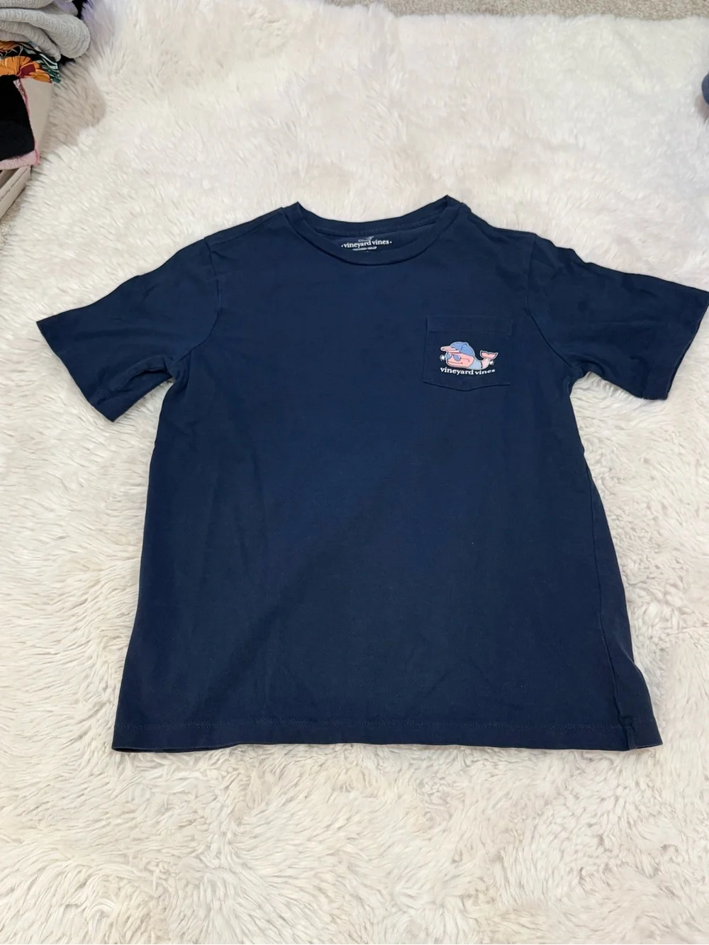 Vineyard Vines Navy Pocket Tee with Whale Graphic